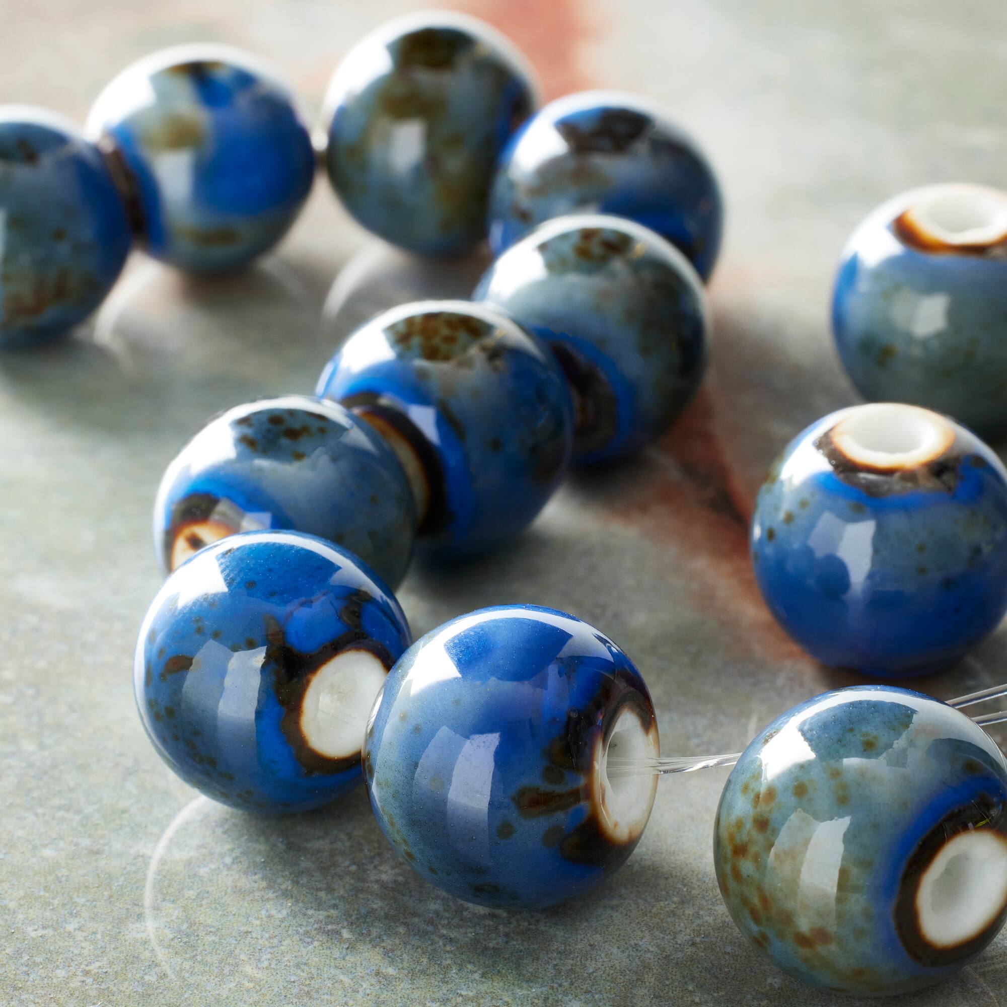 Aqua Ceramic Round Beads, 14mm by Bead Landing™
